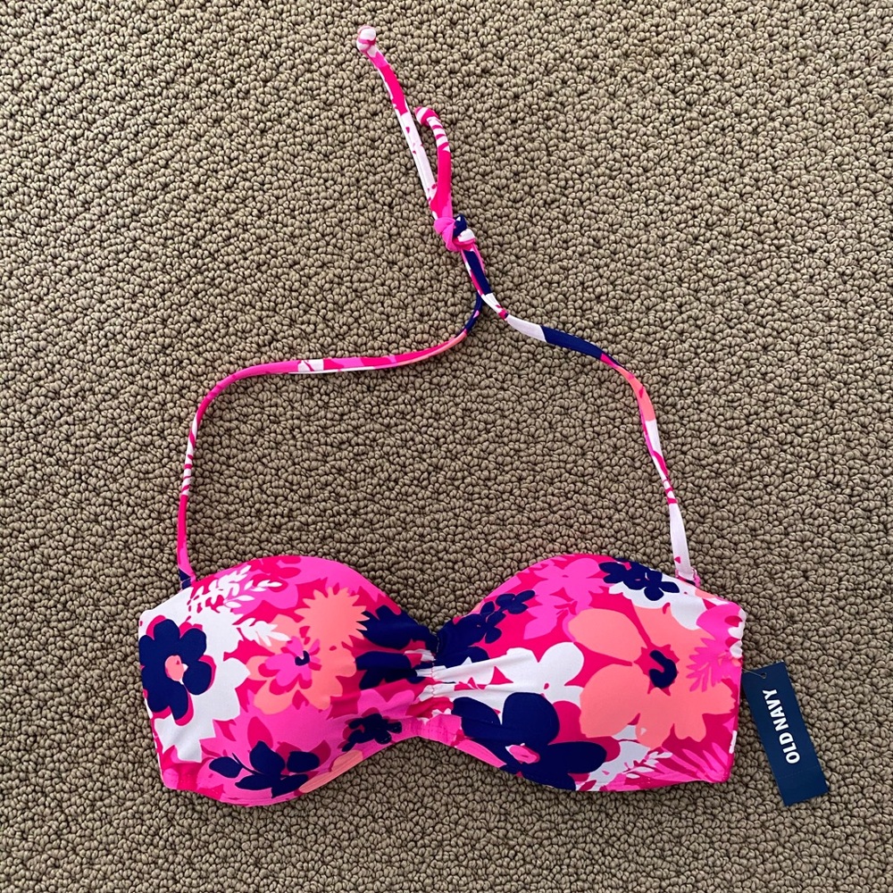 NWT Old Navy Pink Floral Bikini Swimsuit Top